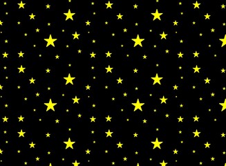 Wallpaper illustration of seamless pattern of stars in the sky with a flat pattern.