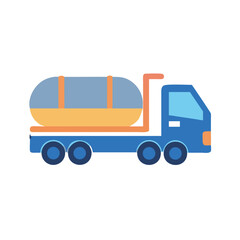 Fototapeta premium Blue and yellow tanker truck delivery isolated artwork