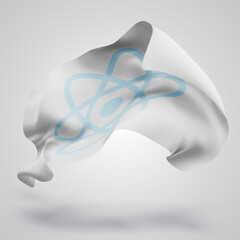 atom, vector 3d flag with waves on a white background