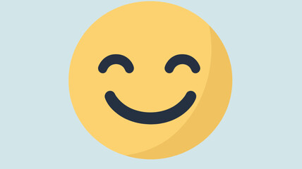Fototapeta premium Bright Yellow Smiling Face Emoticon, Happy Flat Design Emoji on Light Background, Ideal for Digital Messaging, Social Media Icons, Vector Illustration, Joyful Expression, Positive Emotions