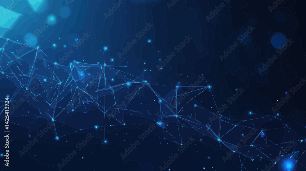 Poster abstract polygonal background with plexus effect: technology and artificial intelligence connectivit