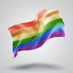 Fototapeta premium Rainbow,vector 3d flag with waves on a white background