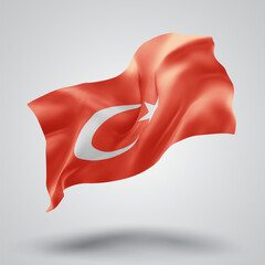 Turkey, vector 3d flag with waves on a white background