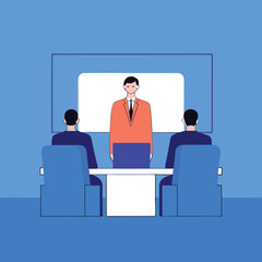 Corporate Presentation Flat Vector Illustration for Business and Teamwork.