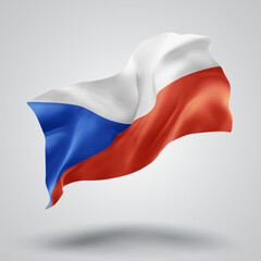 Czech Republic, vector 3d flag with waves on a white background