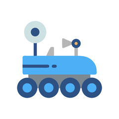 Cartoon lunar rover illustration on black background