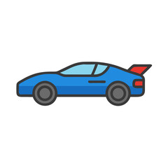 Blue Sports Car Illustration on Black Background
