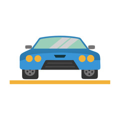 Blue Car Illustration: Front View, Modern, Simple Design