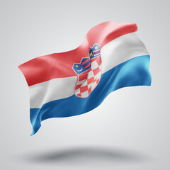 Croatia, vector 3d flag with waves on a white background