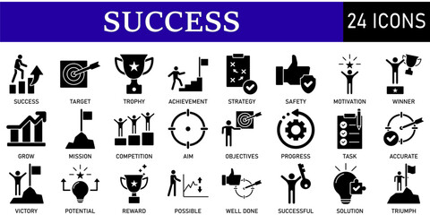 Set of Success Icons or symbols Vector fully editable file.
