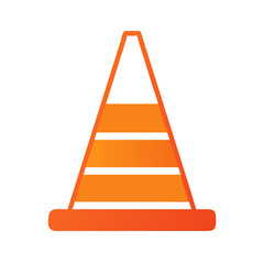 Vibrant Orange Traffic Cone on Black Background Illustration