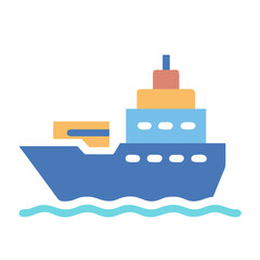 Obraz premium Colorful Minimalist Cargo Ship Illustration on Water Black Background