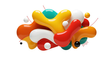A Vibrant 3D Abstract Blob Composition on white Background
