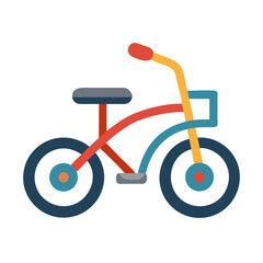 Cartoon bike illustration, children's vehicle, colorful, isolated