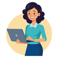 business woman with laptop beauty, communication, one