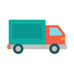 Fototapeta premium Flat Design Delivery Truck Illustration on Black Background