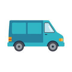 Cartoon Blue Delivery Van on Black Background Illustration