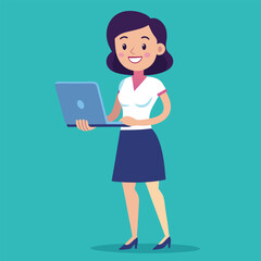 business woman with laptop beauty, communication, one