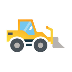 Yellow Bulldozer Construction Vehicle on Black Background Illustration