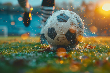 Soccer Player Mid-Kick – Stadium Energy and Game-Day Action Shot