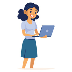 business woman with laptop beauty, communication, one