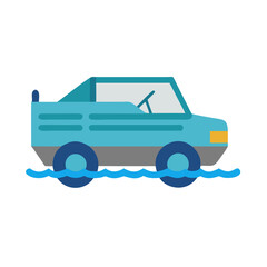 Amphibious Vehicle Icon, Water Car Illustration, Vector Design