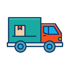Delivery Truck Cartoon Icon for Shipping and Transport