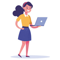 business woman with laptop beauty, communication, one