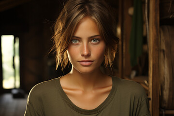 Fototapeta premium Beautiful 20-Year-Old Girl – Short Blonde Hair and Fresh Modern Look