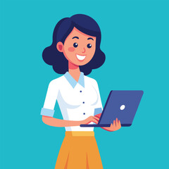 business woman with laptop beauty, communication, one