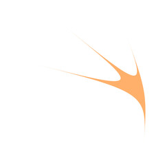 Abstract orange shape resembling a stylized swoosh or curve against a white background.
