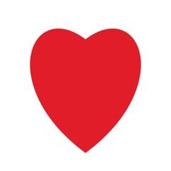 A simple, solid red heart shape on a white background, symbolizing love and affection.