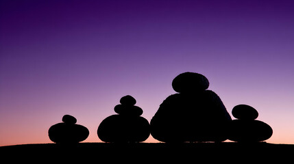 stack silhouette with sunset light gradient and empty space 