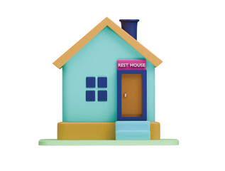 rest house icon 3d illustration render