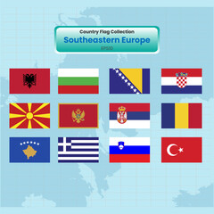 All southeastern europe flags continent Vector illustration template