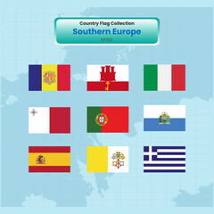 All southern europe flags continent Vector illustration template
