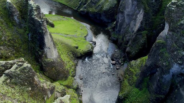 Flying over the landscape of Iceland during daytime