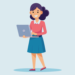 business woman with laptop beauty, communication, one