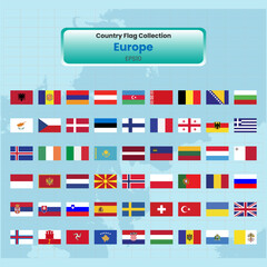 All europe flags continent Vector illustration template