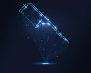 Dental floss hologram. Futuristic holographic projection of dental floss with glowing energy flux and hygiene-focused design. Ideal for healthcare, dental care, and preventive medicine concepts