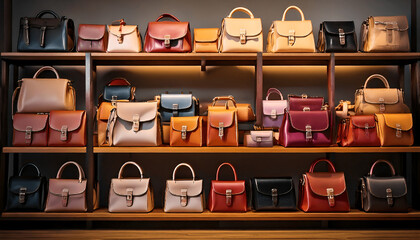 Stylish and Classic Handbags Closet with Unique Design background 03