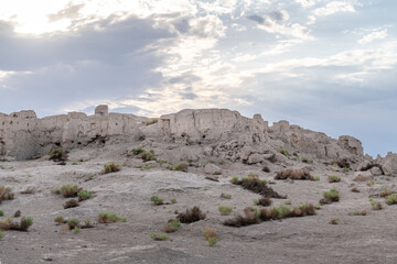 Landscape view of the Ruins of Jiaohe Lying in Xinjiang Province China.