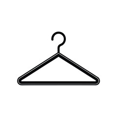 A solid black silhouette of a clothes hanger