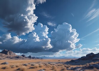 Brilliant blue canvas, few majestic clouds drift lazily ,  daytime,  light