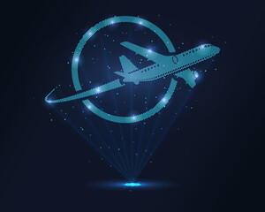 Travel around world hologram. Futuristic holographic projection of a globe with glowing energy flux and travel-themed design. Perfect for tourism, global exploration, and adventure concepts