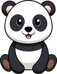 Happy Cartoon Panda Cub &ndash; Sitting Baby Bear Clipart for Kids