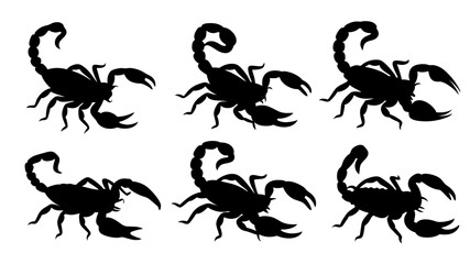 set of scorpion silhouette vector on white background