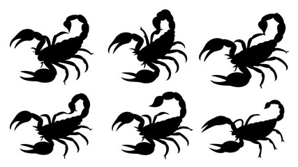 set of scorpion silhouette vector on white background