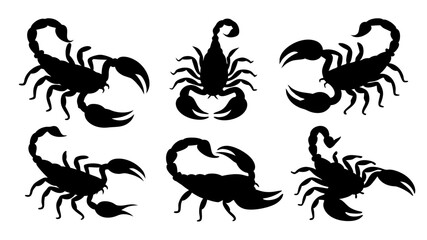 set of scorpion silhouette vector on white background
