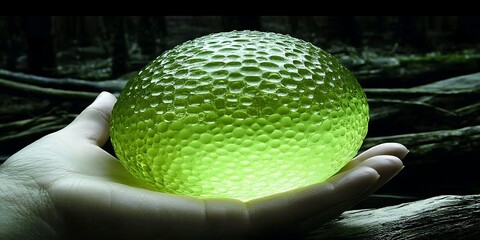Hand Holding Green Orb Nature